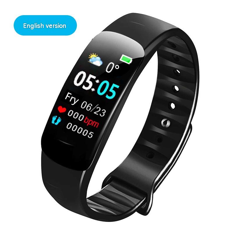 C1plus color screen smart bracelet waterproof heart rate meter pedometer heart rate blood pressure multi-functional sports bracelet cross-border