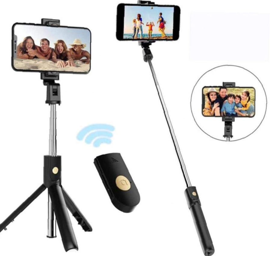 360° Rotating Selfie Stick with Built-in Light, Tripod Mount, and Wireless Operation - Black Plastic Selfie Stick for Group Photos, Travel, and Events, Selfie Stick for Phone, Event Photography, Sleek Design, Durable Construction