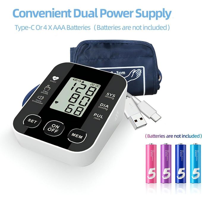 TIMBUTUS Upper Arm Blood Pressure Monitor – Voice Broadcast, 2×99 Memory, IHB Detection, Automatic Arm BP Machine