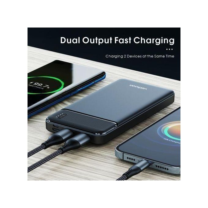 10000mAh Power Charge Bank Compact LCD Black