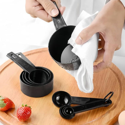 CYFAZA Measuring Cups And Spoons, 10-Piece Set, Plastic, Black
