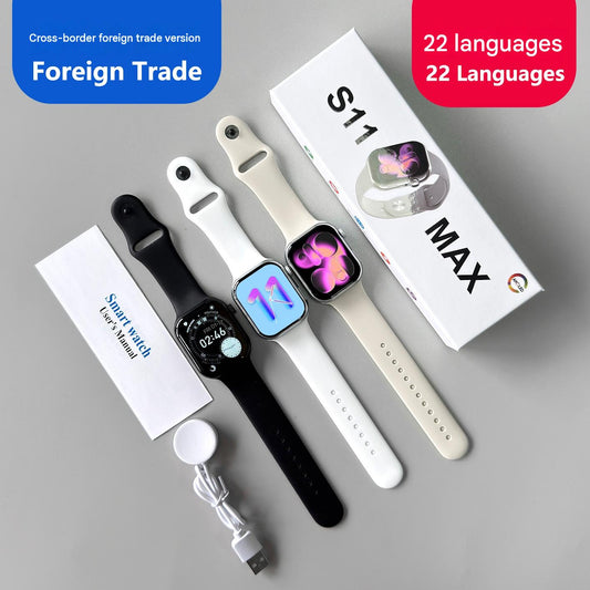 The new Huaqiang North s11max smart watch cross-border foreign trade model defaults to English with 22 languages