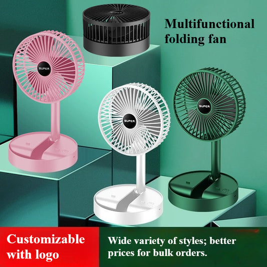 Desktop fan Charging model Long battery life USB foldable mini retractable fan Dormitory portable desktop electric fan