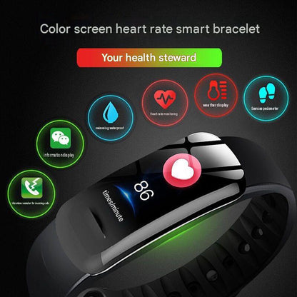 C1plus color screen smart bracelet waterproof heart rate meter pedometer heart rate blood pressure multi-functional sports bracelet cross-border