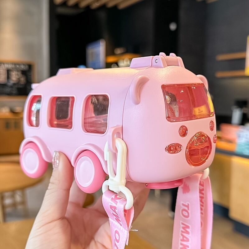 Car Drink Cup Portable Student Cup With SH Cute Water Bottle 17oz MA 500ml/Card Color BPA Free Kids Soft Straw Cup Baby Bus