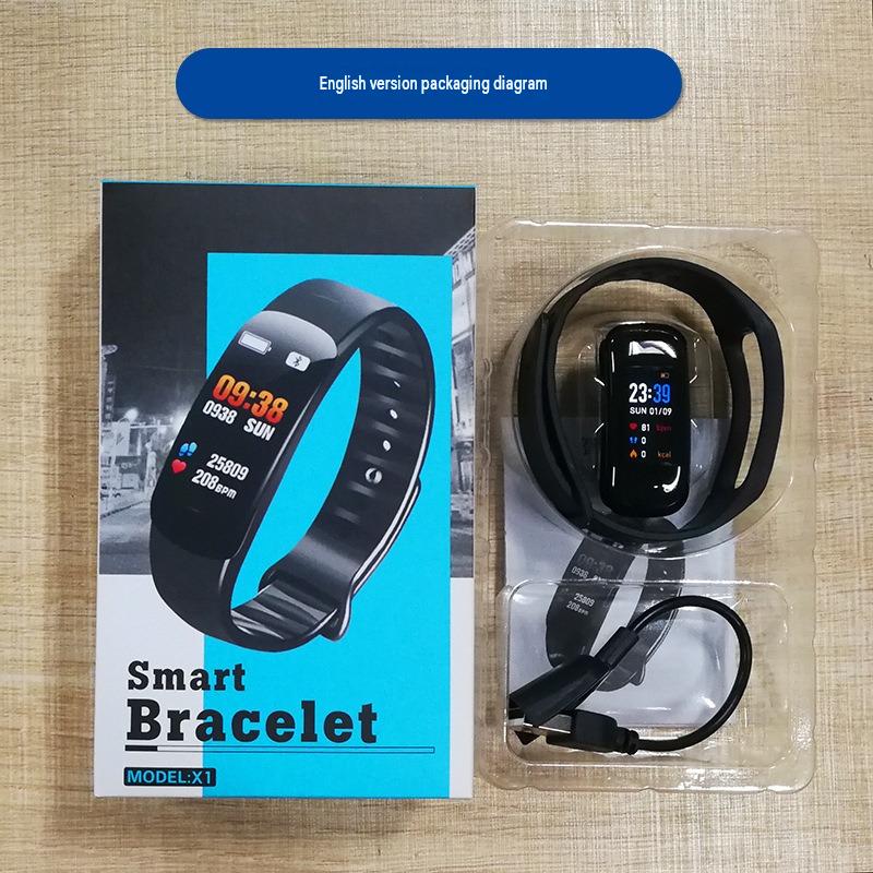 C1plus color screen smart bracelet waterproof heart rate meter pedometer heart rate blood pressure multi-functional sports bracelet cross-border