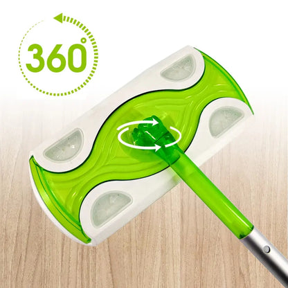 Four Section Aluminum Handle Cleaning Mop Disposable Non-Woven Fabric Dry and Wet Wipers Mop Cleaning Flat Mop for Household