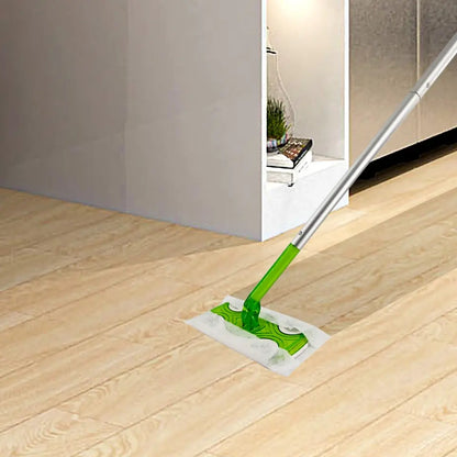 Four Section Aluminum Handle Cleaning Mop Disposable Non-Woven Fabric Dry and Wet Wipers Mop Cleaning Flat Mop for Household
