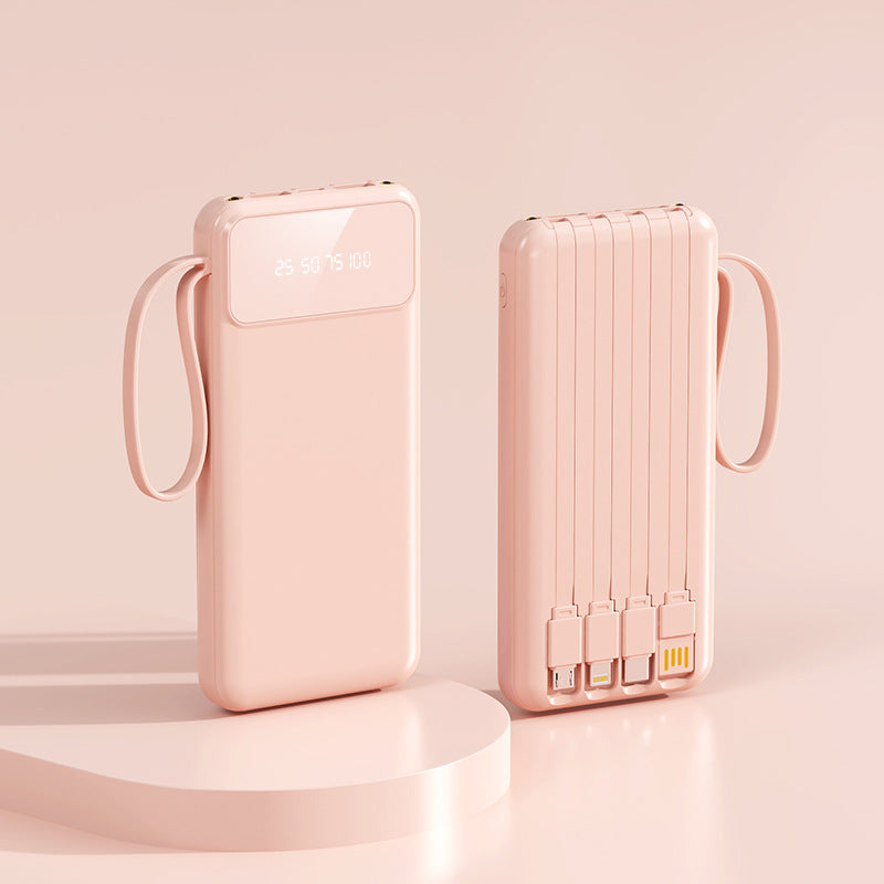 Cross-border large-capacity with 4-wire power bank 20000mAh fast charging digital display power bank mobile power supply