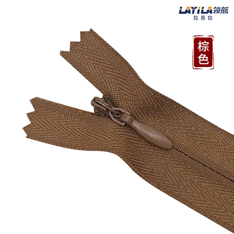 Manufacturer wholesale No. 3 nylon lace invisible zipper, colored spot throw pillow cushion culottes hidden plastic zipper