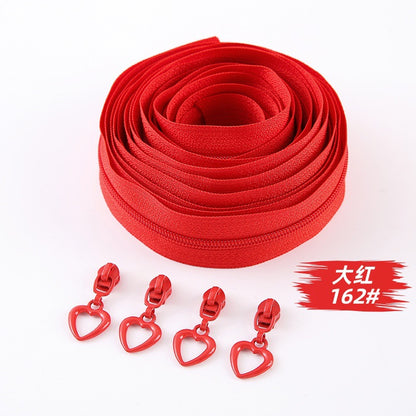 No. 3 nylon zipper with love piece zipper head, quilt cover, quilt cover, bag, handbag, pencil bag, mobile phone bag DIY handbag.