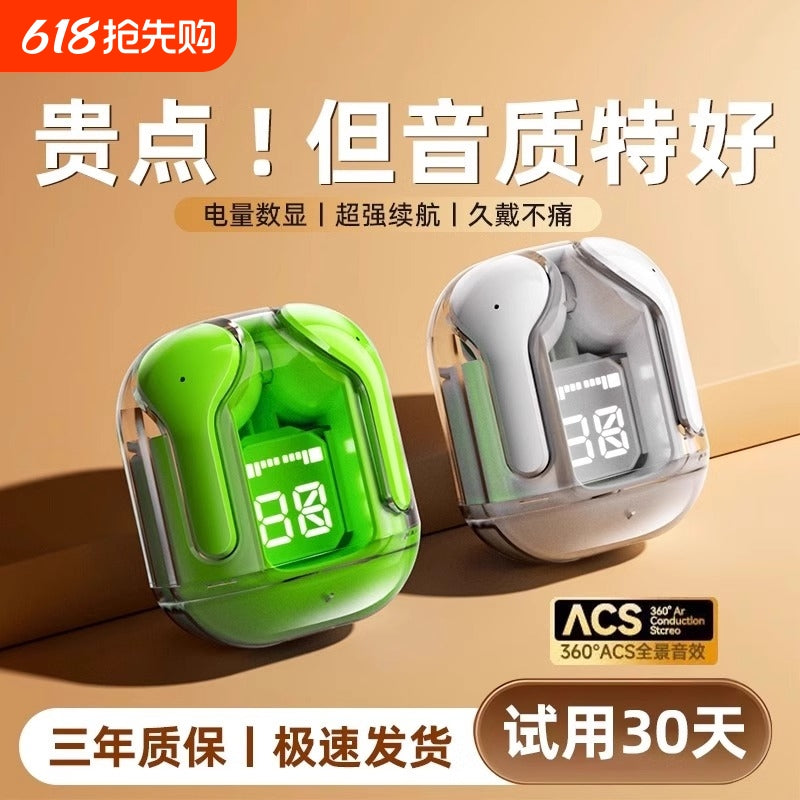 2025 new bluetooth headset transparent digital display XT16 bluetooth headset wireless cross-border ai31 bluetooth headset noise reduction