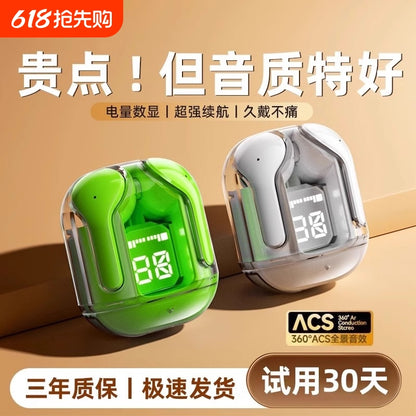 2025 new bluetooth headset transparent digital display XT16 bluetooth headset wireless cross-border ai31 bluetooth headset noise reduction
