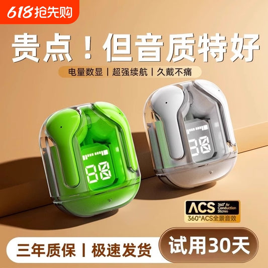 2025 new bluetooth headset transparent digital display XT16 bluetooth headset wireless cross-border ai31 bluetooth headset noise reduction