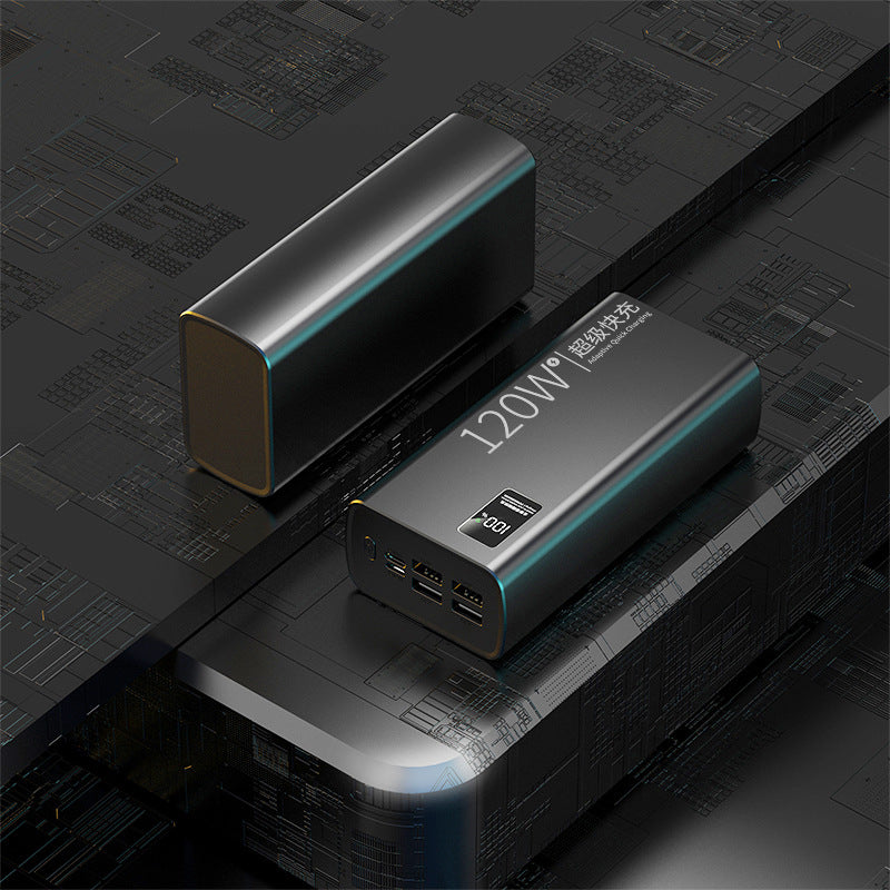 3C certified 120w super fast charging power bank 60000 mAh large capacity typec digital display mobile power wholesale
