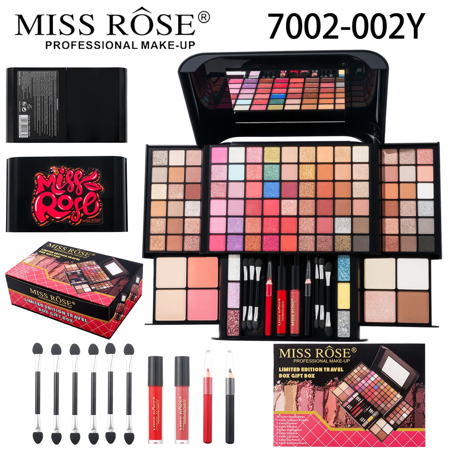MISSROSE Cross-border Makeup Tray Makeup Kit, Eyeshadow Lip Gloss Combination Set, Lipstick Blush Highlight Powder
