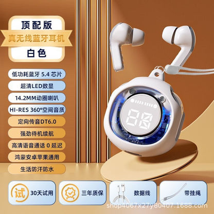 Source factory transparent digital display Bluetooth headset in-ear digital display super long battery life transparent second generation noise reduction universal