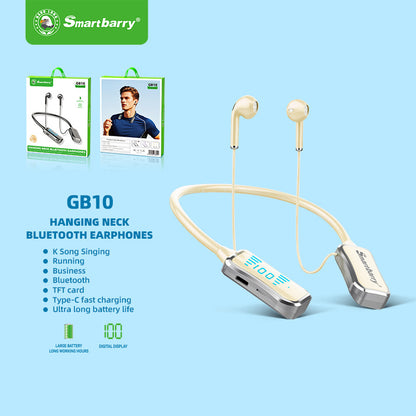 Popular neck-hanging wireless bluetooth headset GB10 large-capacity long-lasting battery life wireless sports headset