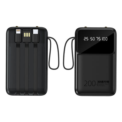 Large capacity 20,000 mAh portable with its own three-wire power bank mobile power supply gift printing logo wholesale