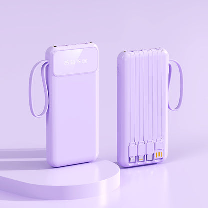 Cross-border large-capacity with 4-wire power bank 20000mAh fast charging digital display power bank mobile power supply