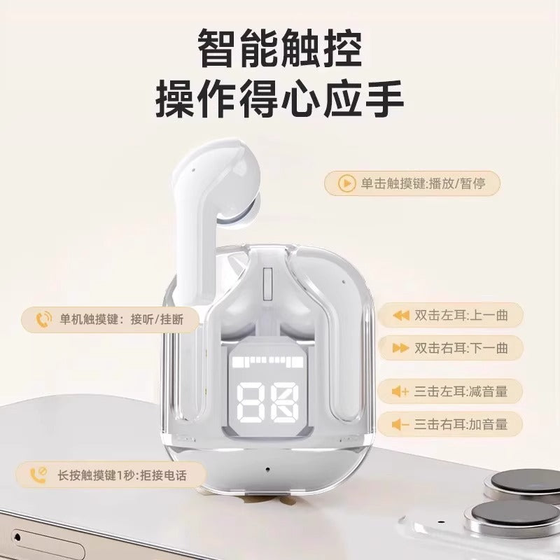 2025 new bluetooth headset transparent digital display XT16 bluetooth headset wireless cross-border ai31 bluetooth headset noise reduction