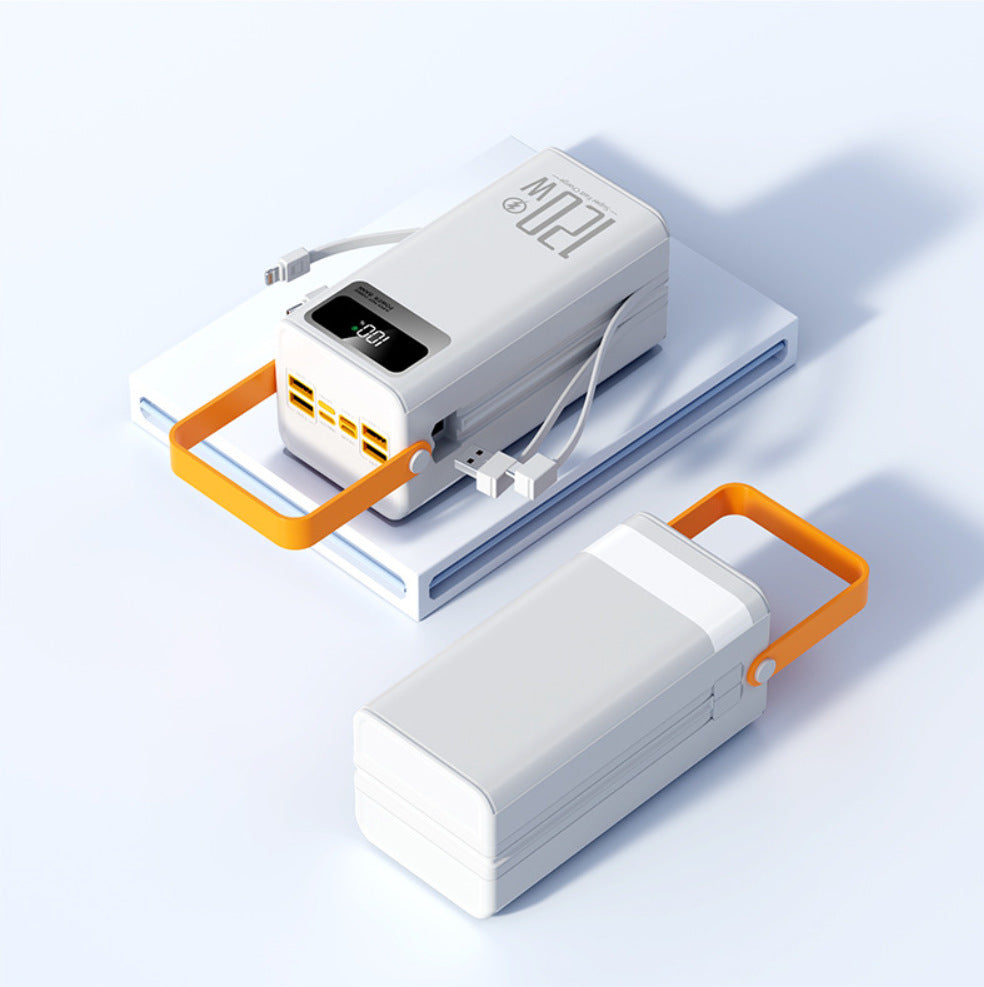 3C certified 120w fast charging power bank 50000 mAh large capacity self-contained cable mobile power supply powerbank