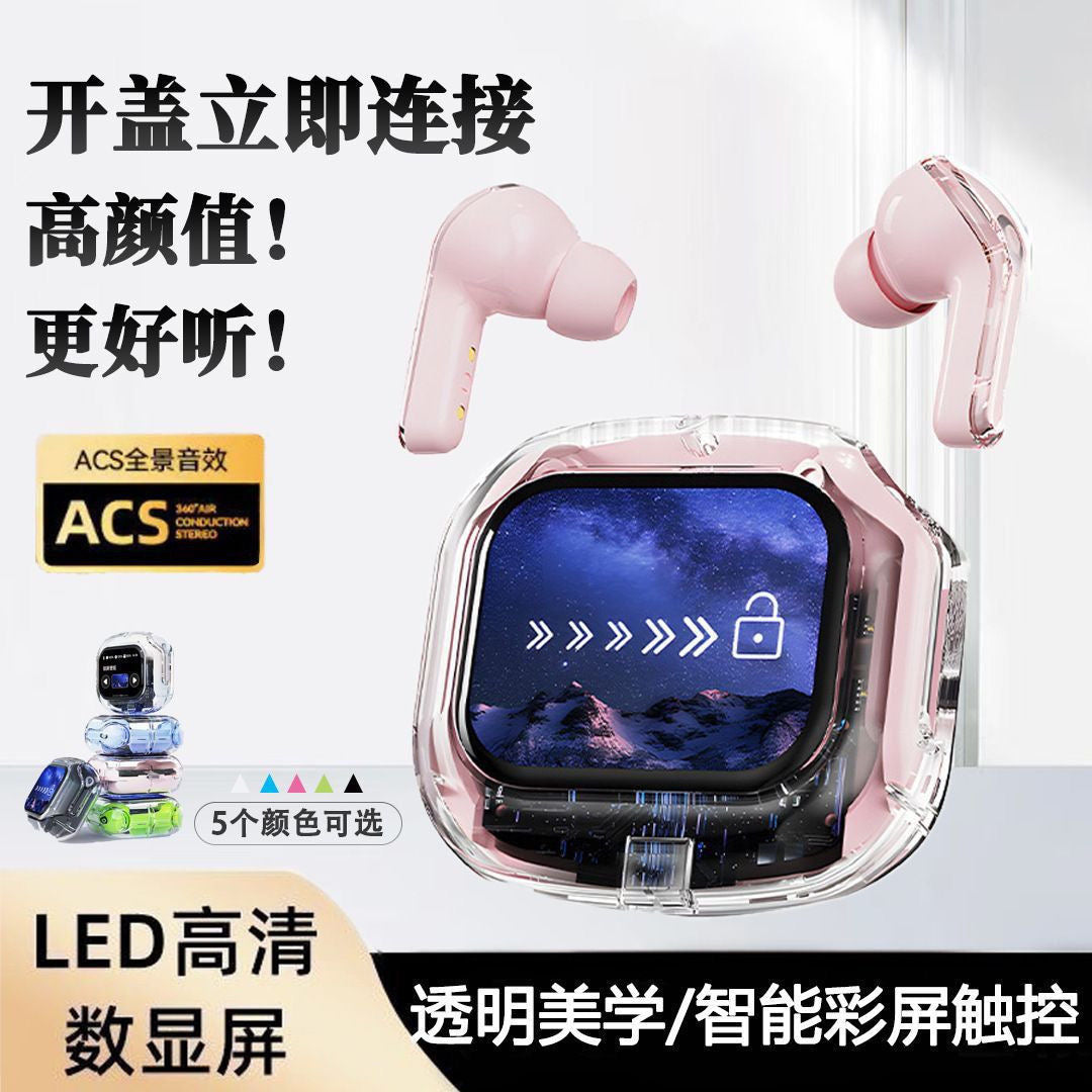Cross-border explosion Smart touch screen Transparent earphones In-ear Bluetooth earphones Display power High value male and female students