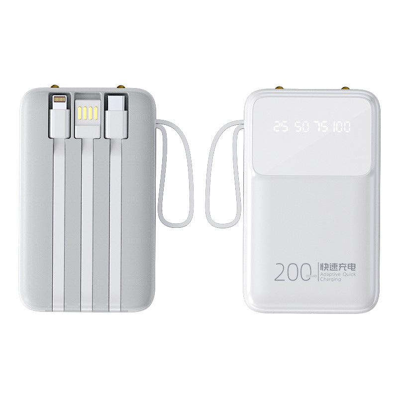 Large capacity 20,000 mAh portable with its own three-wire power bank mobile power supply gift printing logo wholesale