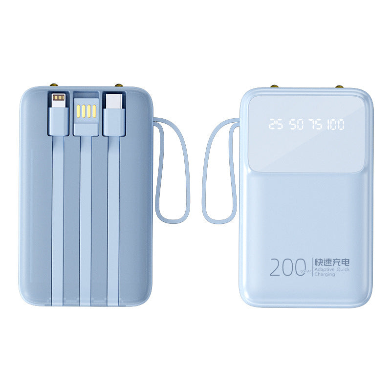 Large capacity 20,000 mAh portable with its own three-wire power bank mobile power supply gift printing logo wholesale
