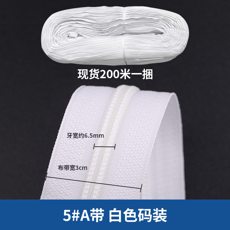 Spot No. 3 color open-tail guide sleeve zipper clothing bag pants black and white No. 5 nylon size zipper wholesale