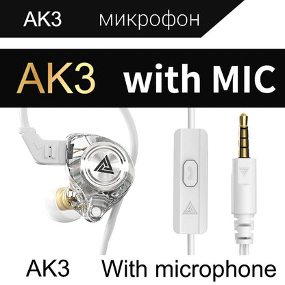 QKZ AK3 FiLe Wired Headphones In-ear Stereo Wired Headphones Headphones Mobile Phone Wired Headphones Earplugs