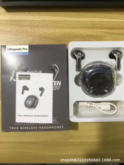 Source factory transparent digital display Bluetooth headset in-ear digital display super long battery life transparent second generation noise reduction universal