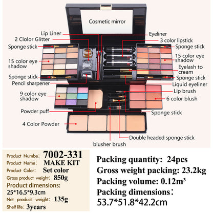 MISSROSE Cross-border Makeup Tray Makeup Kit, Eyeshadow Lip Gloss Combination Set, Lipstick Blush Highlight Powder
