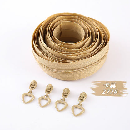 No. 3 nylon zipper with love piece zipper head, quilt cover, quilt cover, bag, handbag, pencil bag, mobile phone bag DIY handbag.