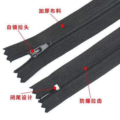 No. 3 nylon zipper closed tail pocket home textile pants automatic head pull chain spot wholesale color open tail zipper