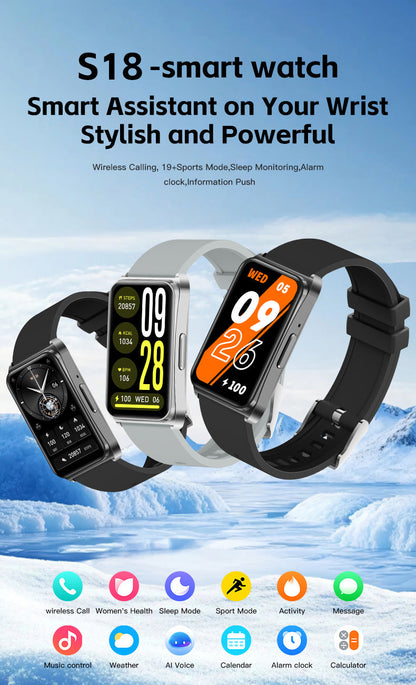 S18 Smart Fitness Band with Music, Camera, Sleep Tracking, Gaming, and Female Assistant Smartwatch