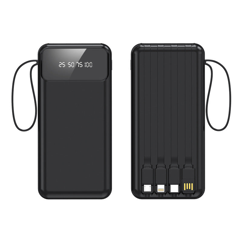 Cross-border large-capacity with 4-wire power bank 20000mAh fast charging digital display power bank mobile power supply