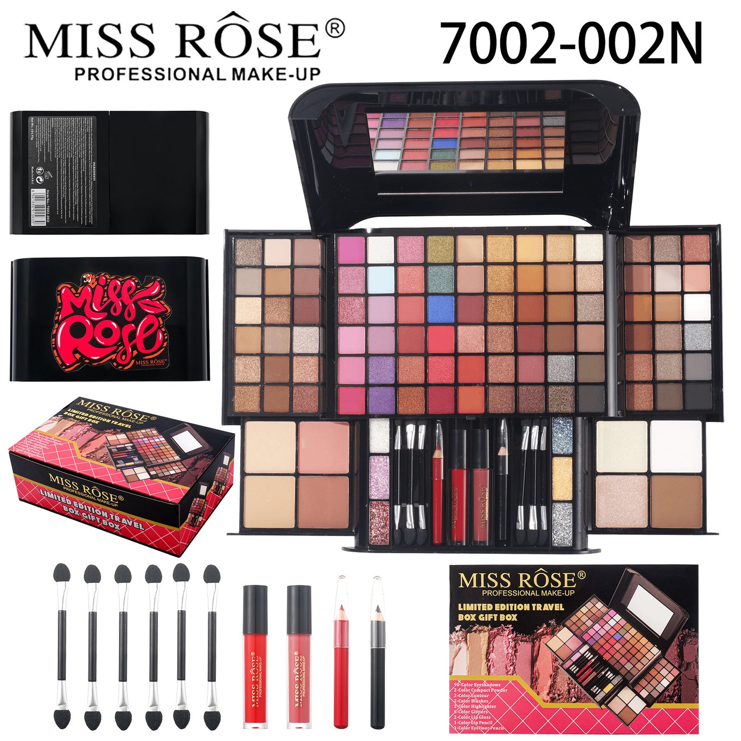 MISSROSE Cross-border Makeup Tray Makeup Kit, Eyeshadow Lip Gloss Combination Set, Lipstick Blush Highlight Powder