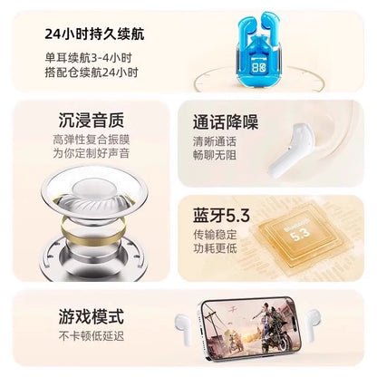 2025 new bluetooth headset transparent digital display XT16 bluetooth headset wireless cross-border ai31 bluetooth headset noise reduction