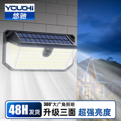 New solar outdoor garden light household rural yard outdoor waterproof human body induction lighting street lamp wall lamp