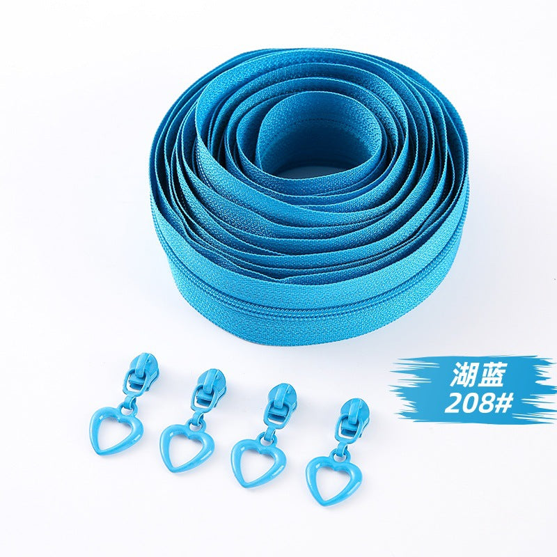 No. 3 nylon zipper with love piece zipper head, quilt cover, quilt cover, bag, handbag, pencil bag, mobile phone bag DIY handbag.