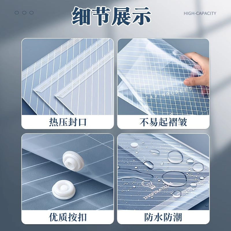 A4 transparent business office supplies file information bag with label briefcase test paper storage bag snap button document bag