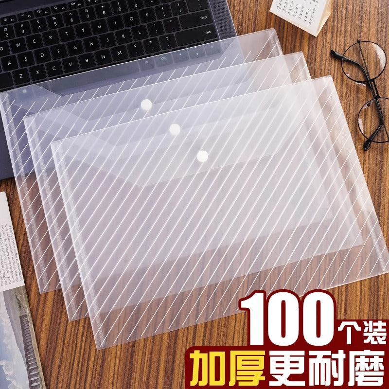A4 transparent business office supplies file information bag with label briefcase test paper storage bag snap button document bag