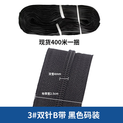 Spot No. 3 color open-tail guide sleeve zipper clothing bag pants black and white No. 5 nylon size zipper wholesale