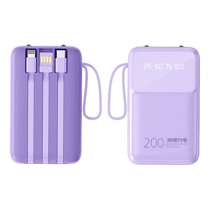 Large capacity 20,000 mAh portable with its own three-wire power bank mobile power supply gift printing logo wholesale