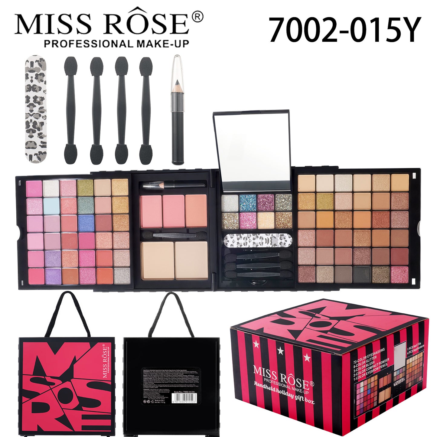 MISSROSE Cross-border Makeup Tray Makeup Kit, Eyeshadow Lip Gloss Combination Set, Lipstick Blush Highlight Powder