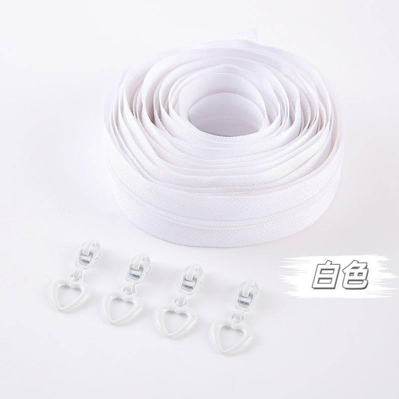No. 3 nylon zipper with love piece zipper head, quilt cover, quilt cover, bag, handbag, pencil bag, mobile phone bag DIY handbag.