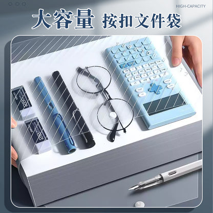 A4 transparent business office supplies file information bag with label briefcase test paper storage bag snap button document bag