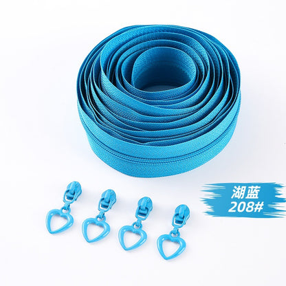 No. 3 nylon zipper with love piece zipper head, quilt cover, quilt cover, bag, handbag, pencil bag, mobile phone bag DIY handbag.