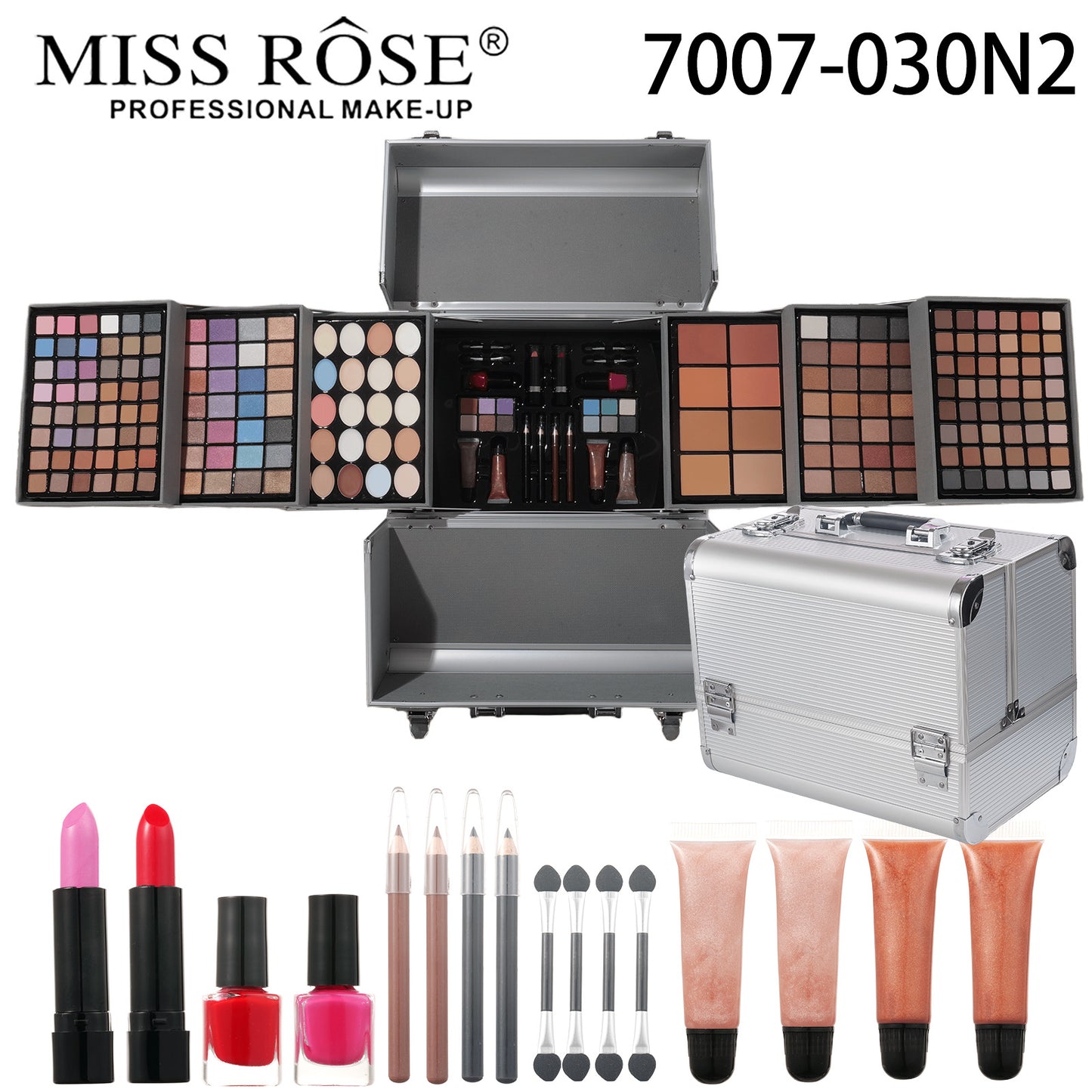 MISSROSE Cross-border Makeup Tray Makeup Kit, Eyeshadow Lip Gloss Combination Set, Lipstick Blush Highlight Powder